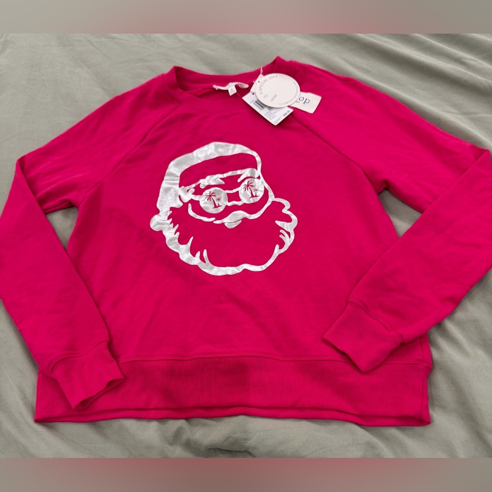 Workshop Fuchsia Women’s Sweatshirt with Silver and palm tree Santa